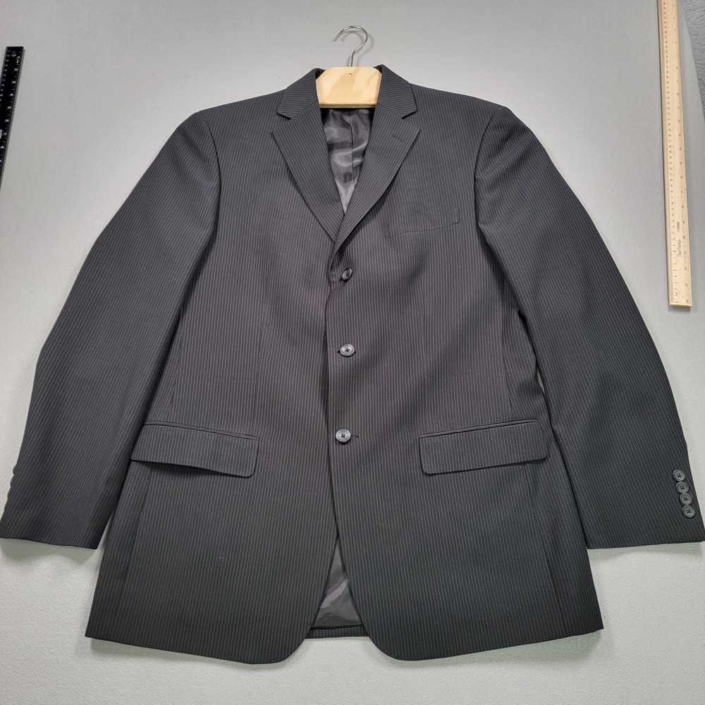 Men's Geoffrey Beene Pinstripe Blazer,‎ Black,Size 42L, Pre-Owned